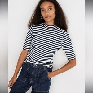 Madewell Mock Neck Stripe Top Size XS